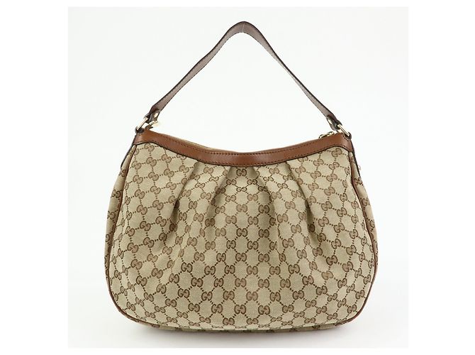 Borsa a spalla GUCCI Sukey Interlocking G GG Canvas Leather Beige 232955 - vista 2