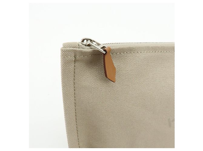 Hermès HERMES Yachting GM Canvas Flat Pouch Neceser Beige - vista 10
