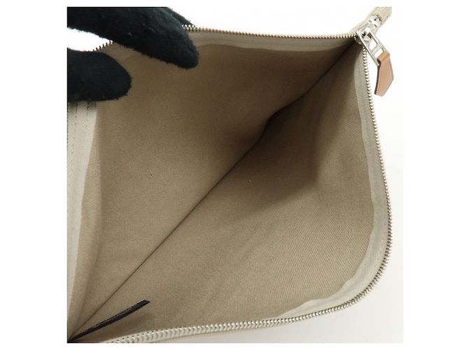Hermès HERMES Yachting GM Canvas Flat Pouch Neceser Beige - vista 19