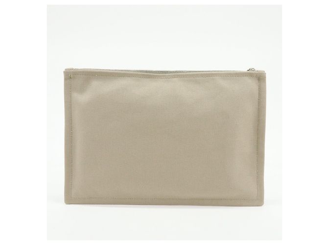 Hermès HERMES Yachting GM Canvas Flat Pouch Neceser Beige - vista 2