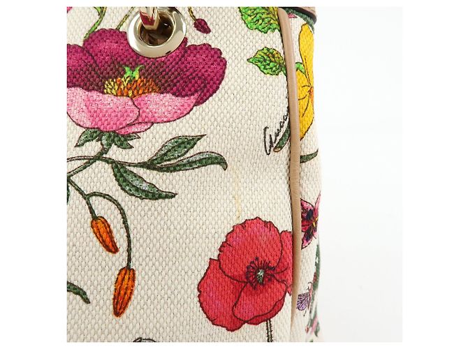 GUCCI Bamboo Flora Canvas Leather 2Way Bag Japan Limited Ivory 336032 - vista 18