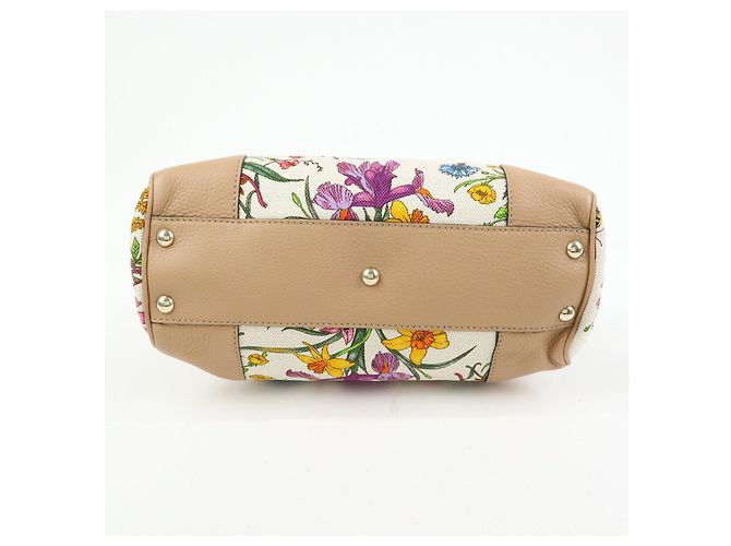GUCCI Bamboo Flora Canvas Leather 2Way Bag Japan Limited Ivory 336032 - vista 5