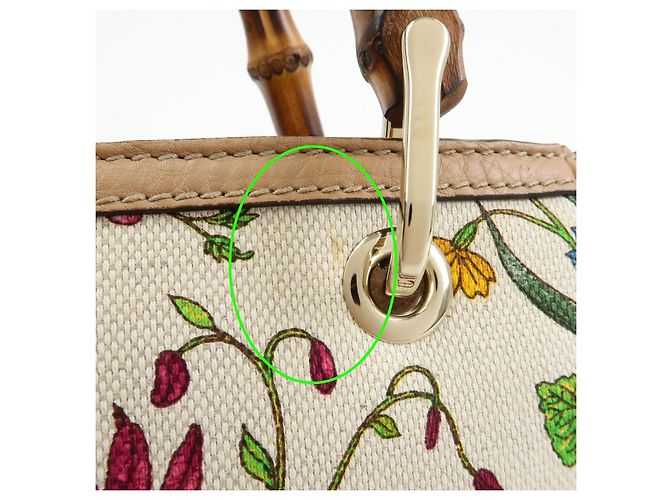GUCCI Bamboo Flora Canvas Leather 2Way Bag Japan Limited Ivory 336032 - vista 9