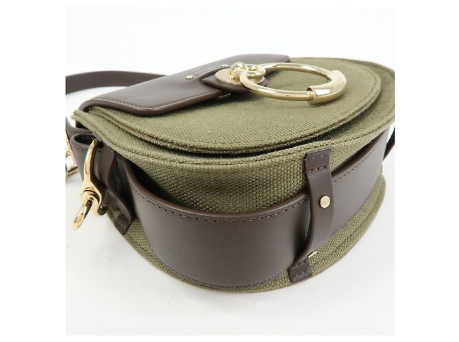 Chloé Chloe Tess Small Canvas Leather 2Way Bag Hand Bag Brown Green - vista 10