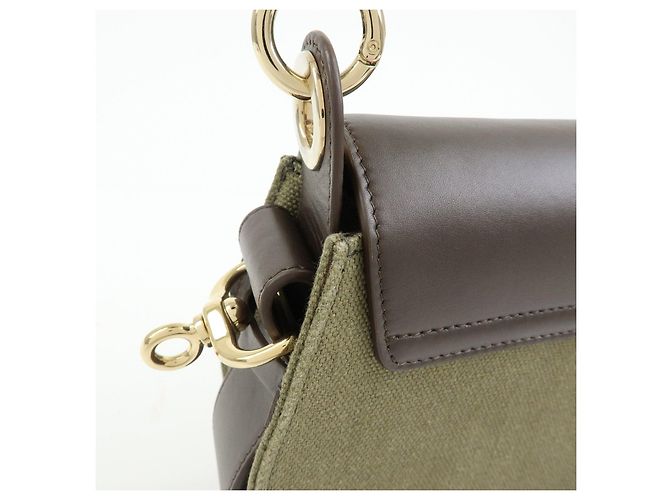 Chloé Chloe Tess Small Canvas Leather 2Way Bag Hand Bag Brown Green - vista 15