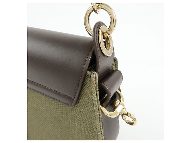 Chloé Chloe Tess Small Canvas Leather 2Way Bag Hand Bag Brown Green - vista 16