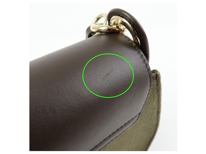 Chloé Chloe Tess Small Canvas Leather 2Way Bag Hand Bag Brown Green - vista 18