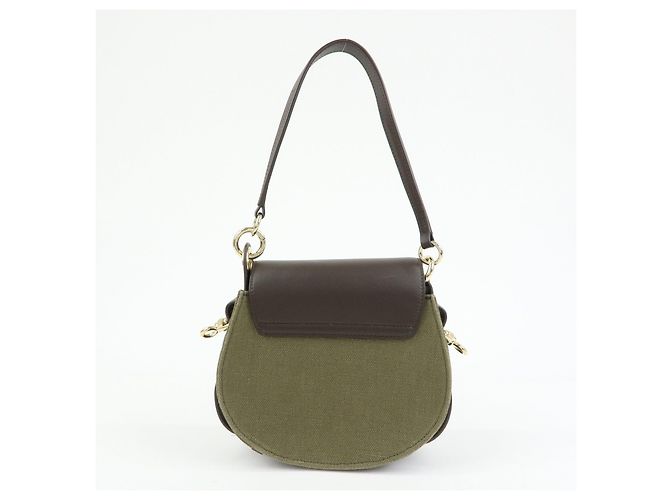 Chloé Chloe Tess Small Canvas Leather 2Way Bag Hand Bag Brown Green - vista 2