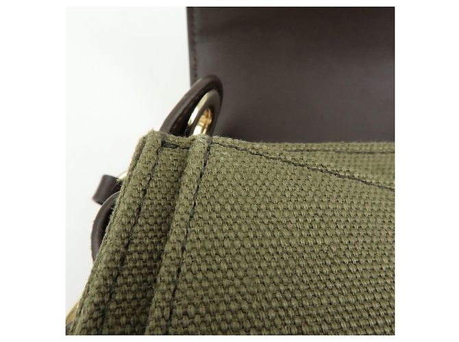 Chloé Chloe Tess Small Canvas Leather 2Way Bag Hand Bag Brown Green - vista 20