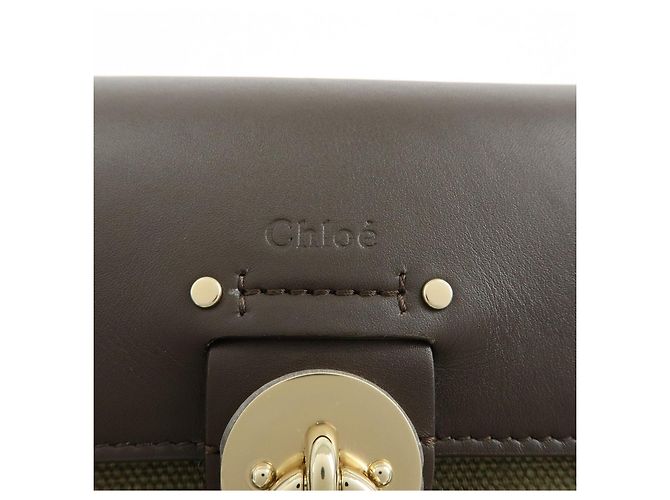 Chloé Chloe Tess Small Canvas Leather 2Way Bag Hand Bag Brown Green - vista 24