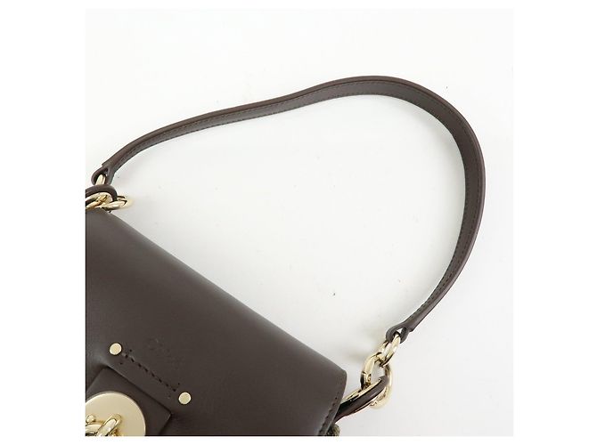 Chloé Chloe Tess Small Canvas Leather 2Way Bag Hand Bag Brown Green - vista 6