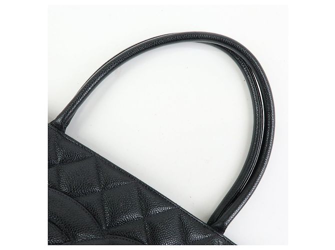 Borsa Tote CHANEL Medallion Matelasse COCO Mark Caviarskin Nera A01804 - vista 6