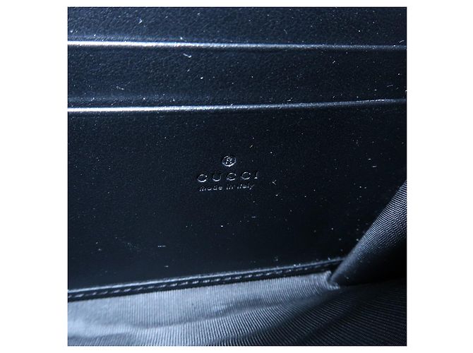 Borsa a tracolla con catena in pelle GUCCI GG Marmont Double G Nera 474575 - vista 11