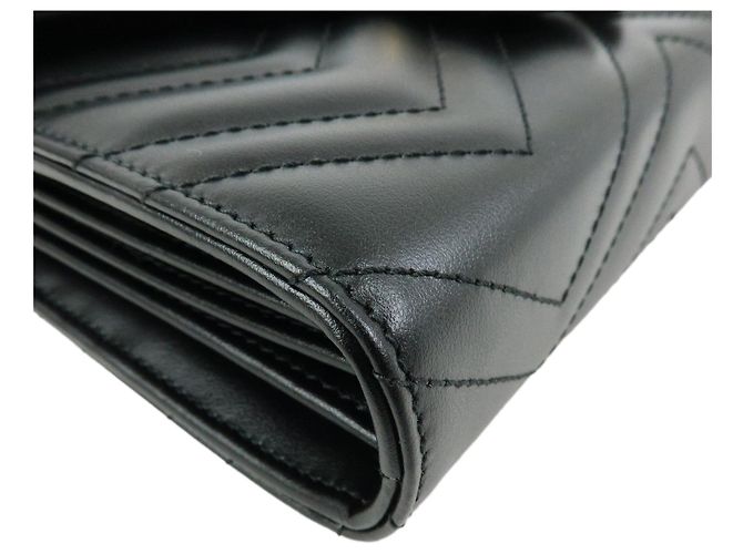 Borsa a tracolla con catena in pelle GUCCI GG Marmont Double G Nera 474575 - vista 5