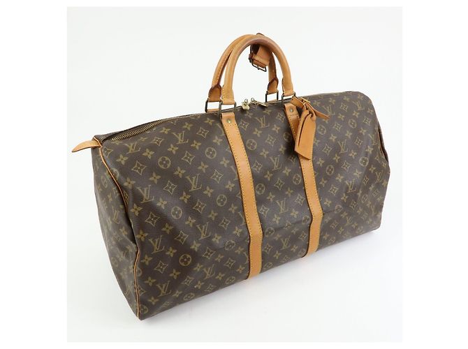 Borsa Boston Louis Vuitton Monogram Keep All 55 Marrone M41424 - vista 4