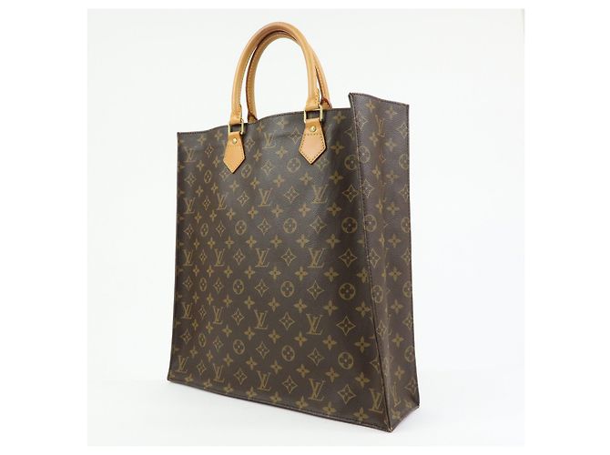 Louis Vuitton Monogram Sac Plat Tote Bag Hand Bag Brown M51140 - vista 3