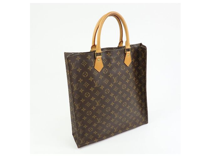 Louis Vuitton Monogram Sac Plat Tote Bag Hand Bag Brown M51140 - vista 4