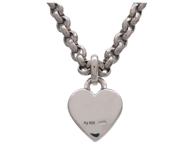 Collana con pendente a cuore Logo Trademark GUCCI Argento SV925 - vista 2