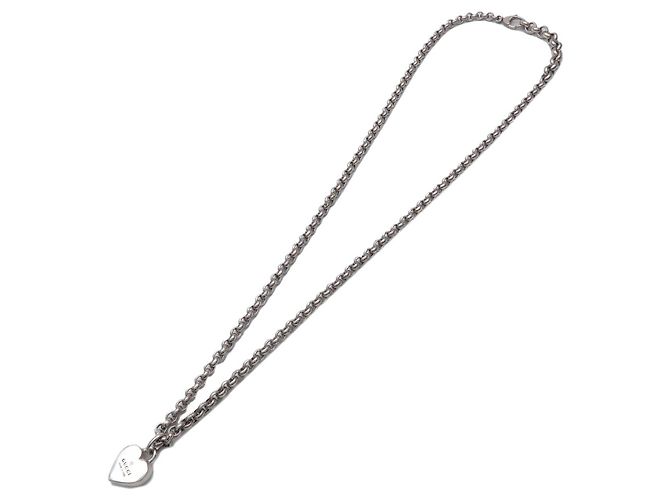Collana con pendente a cuore Logo Trademark GUCCI Argento SV925 - vista 3