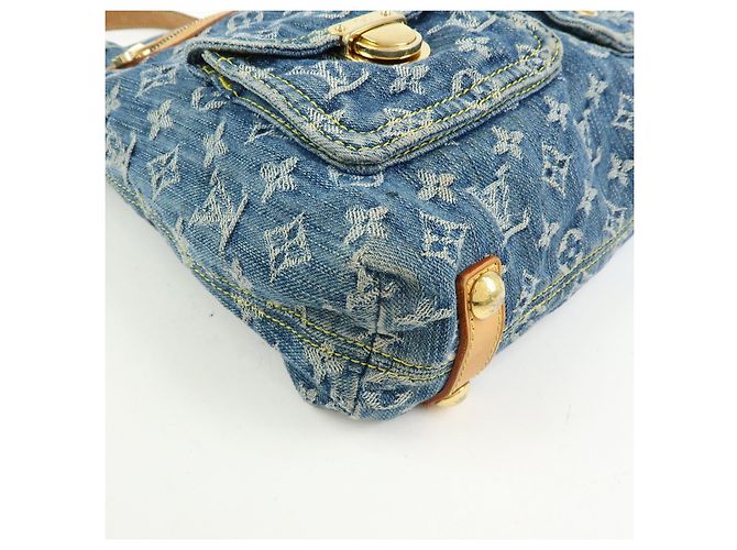 Borsa a tracolla Louis Vuitton Monogram Denim Baggy GM Blu M95048 - vista 10
