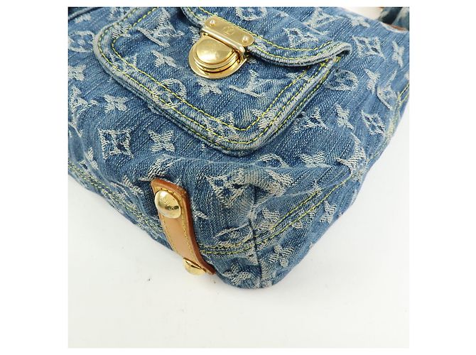 Borsa a tracolla Louis Vuitton Monogram Denim Baggy GM Blu M95048 - vista 11