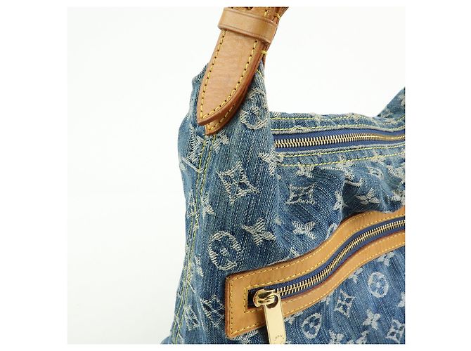 Borsa a tracolla Louis Vuitton Monogram Denim Baggy GM Blu M95048 - vista 13