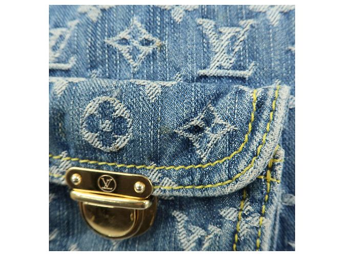 Borsa a tracolla Louis Vuitton Monogram Denim Baggy GM Blu M95048 - vista 15