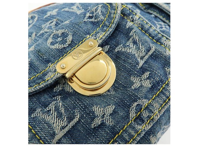Borsa a tracolla Louis Vuitton Monogram Denim Baggy GM Blu M95048 - vista 16