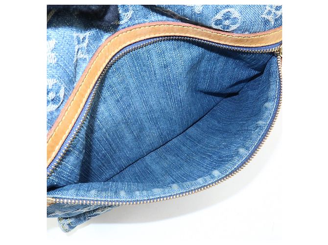 Borsa a tracolla Louis Vuitton Monogram Denim Baggy GM Blu M95048 - vista 17