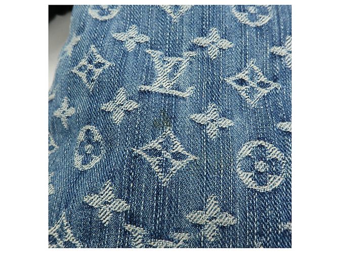 Borsa a tracolla Louis Vuitton Monogram Denim Baggy GM Blu M95048 - vista 19
