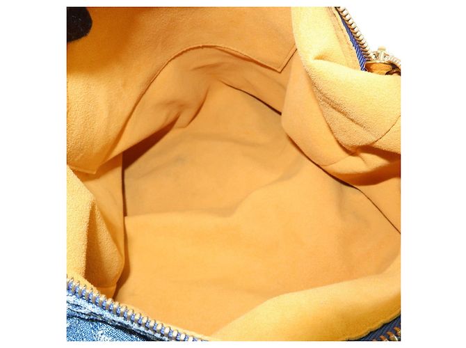 Borsa a tracolla Louis Vuitton Monogram Denim Baggy GM Blu M95048 - vista 20