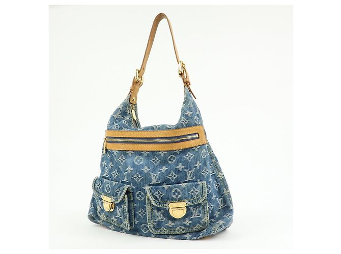 Borsa a tracolla Louis Vuitton Monogram Denim Baggy GM Blu M95048 - vista 3