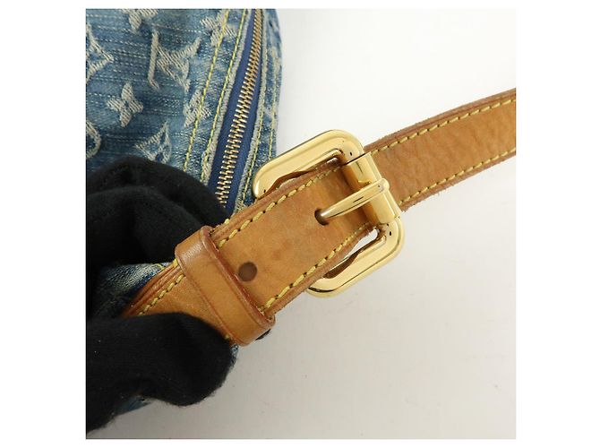 Borsa a tracolla Louis Vuitton Monogram Denim Baggy GM Blu M95048 - vista 7