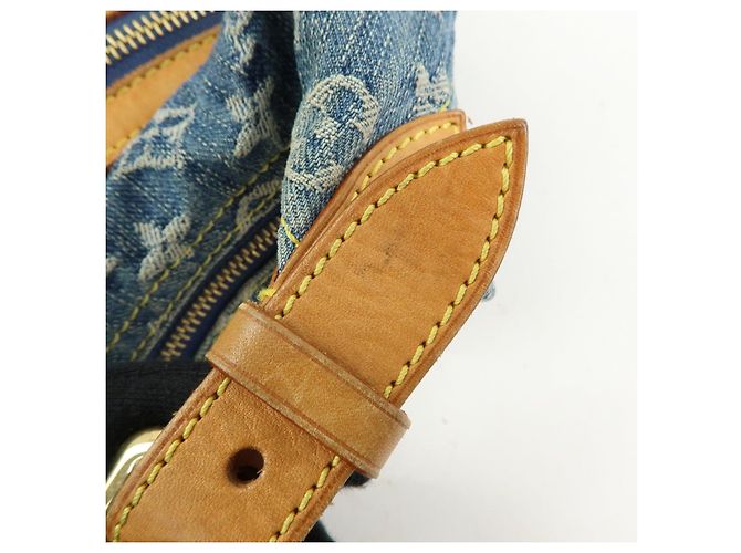 Borsa a tracolla Louis Vuitton Monogram Denim Baggy GM Blu M95048 - vista 8