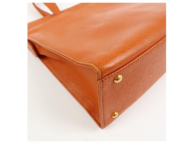 Saco Tote CHANEL em pele caviar Laranja - vista 10