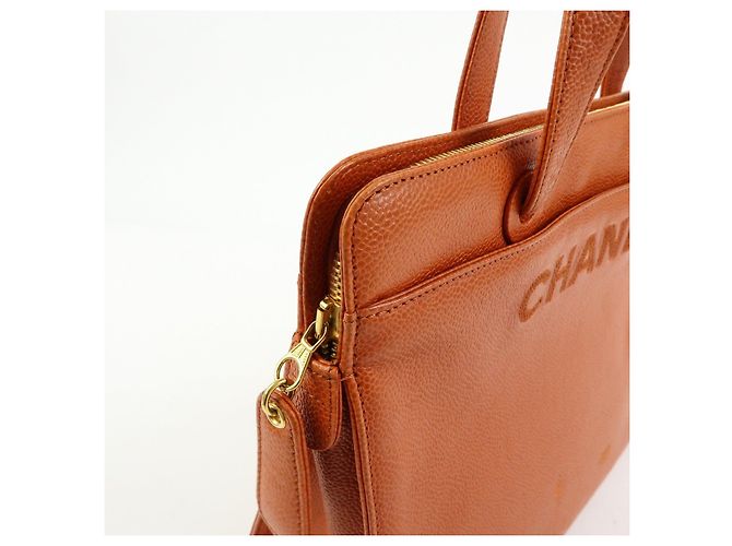 Saco Tote CHANEL em pele caviar Laranja - vista 12