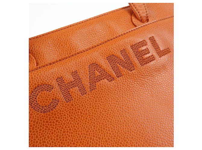 Saco Tote CHANEL em pele caviar Laranja - vista 13