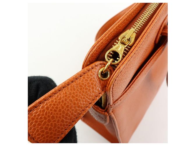Saco Tote CHANEL em pele caviar Laranja - vista 17