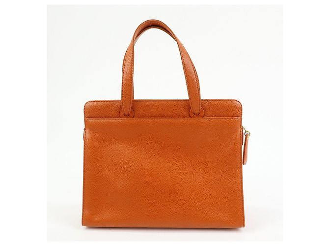 Saco Tote CHANEL em pele caviar Laranja - vista 2