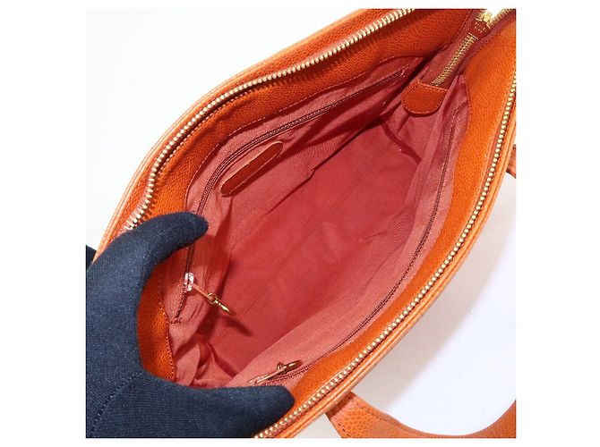 Saco Tote CHANEL em pele caviar Laranja - vista 20