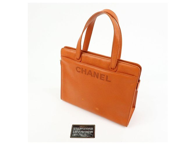 Saco Tote CHANEL em pele caviar Laranja - vista 24