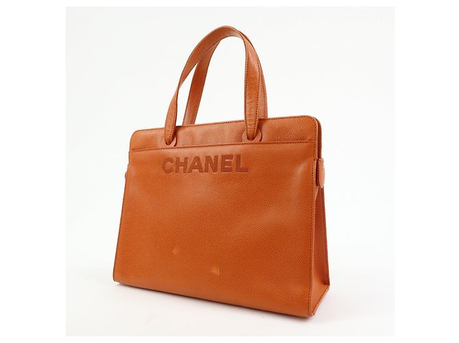 Saco Tote CHANEL em pele caviar Laranja - vista 3