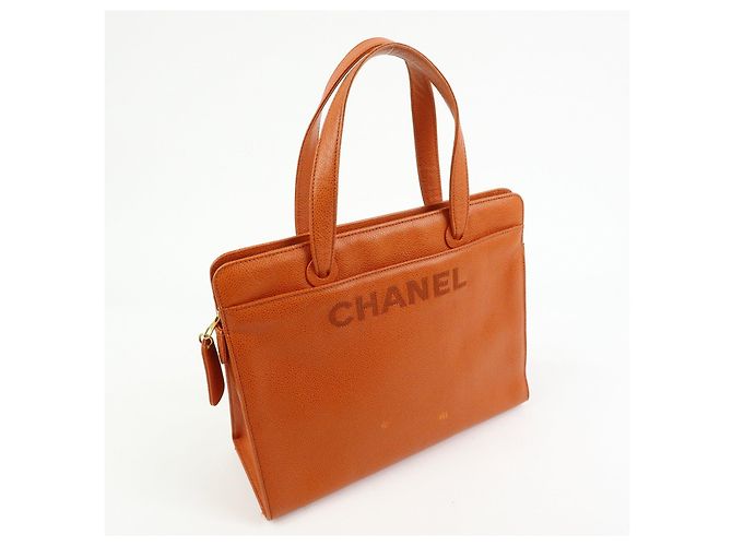 Saco Tote CHANEL em pele caviar Laranja - vista 4