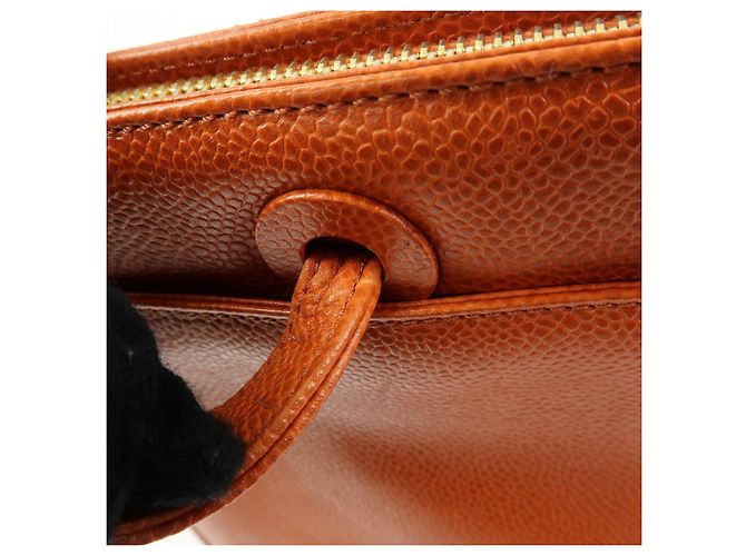 Saco Tote CHANEL em pele caviar Laranja - vista 7