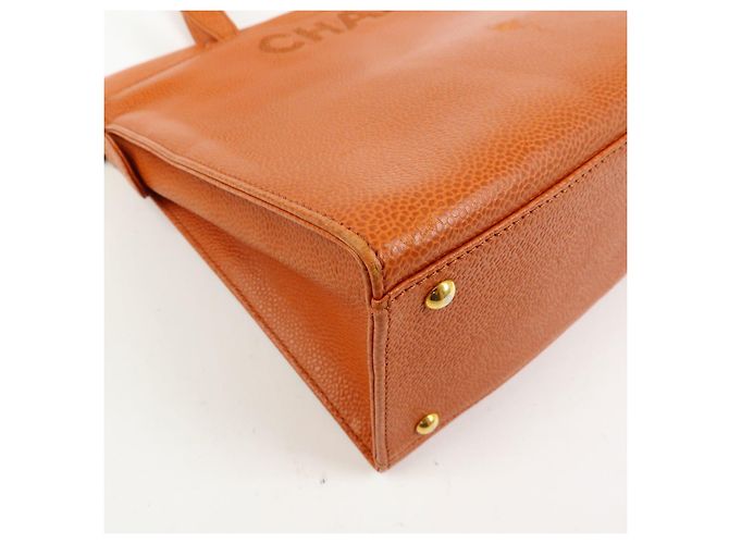 Saco Tote CHANEL em pele caviar Laranja - vista 8