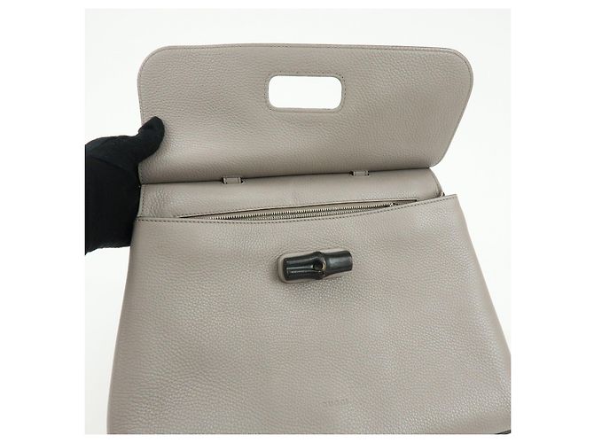 GUCCI Borsa 2WAY in pelle Bamboo Borsa a tracolla Grigia 392013 - vista 20