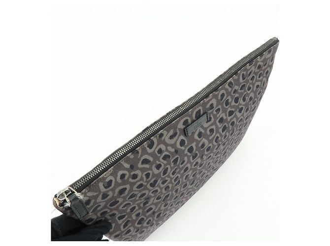 Borsa a pochette GUCCI in tela e pelle Leopard Grey Black 353478 - vista 16