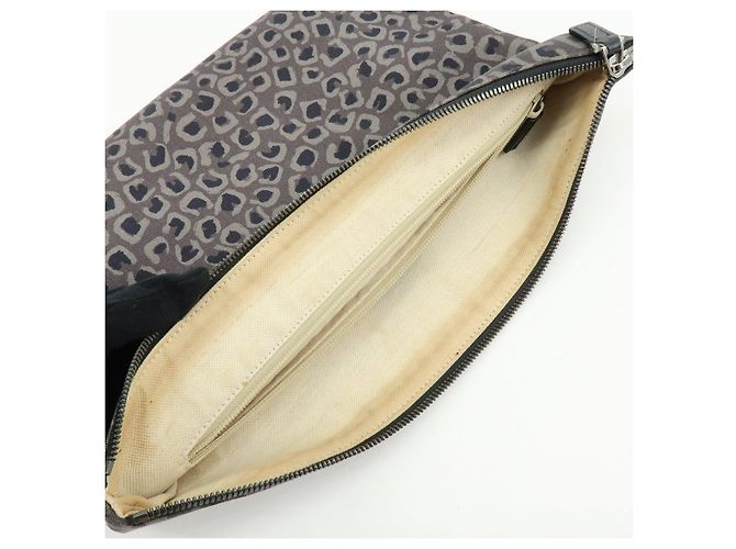 Borsa a pochette GUCCI in tela e pelle Leopard Grey Black 353478 - vista 19