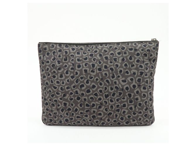 Borsa a pochette GUCCI in tela e pelle Leopard Grey Black 353478 - vista 2