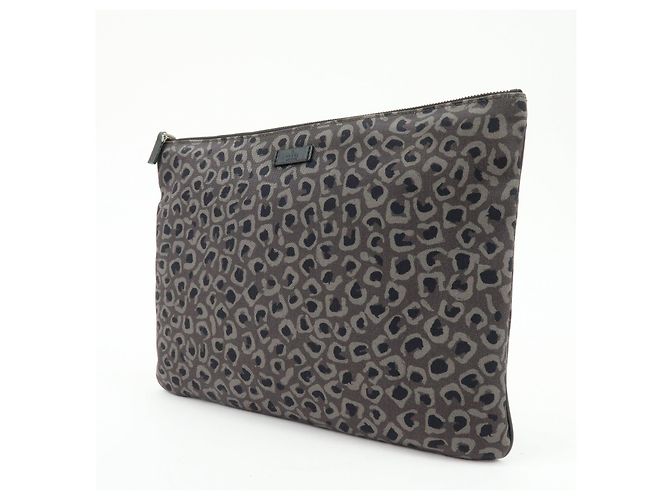 Borsa a pochette GUCCI in tela e pelle Leopard Grey Black 353478 - vista 3